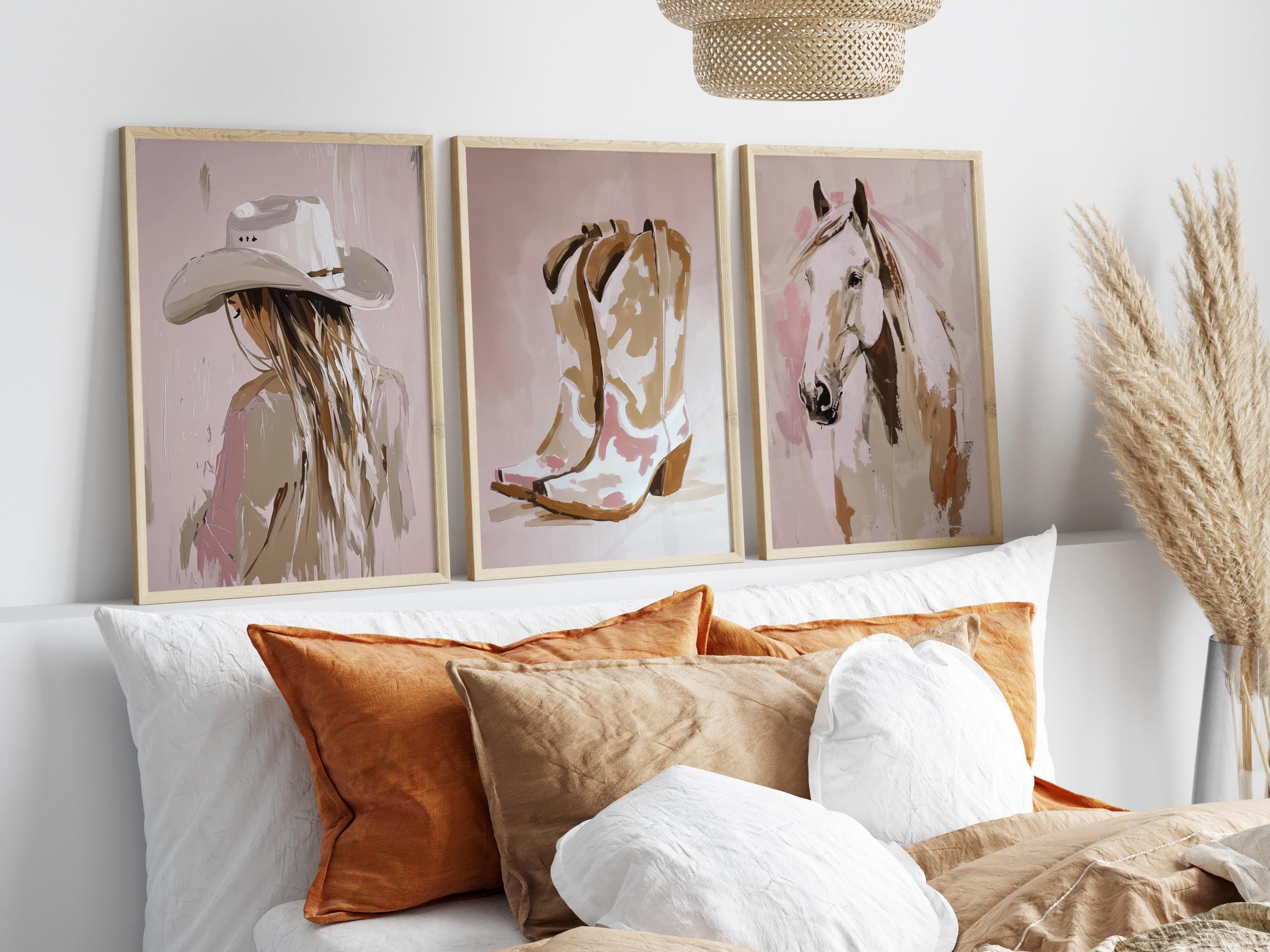 Stampa artistica di cowboy, disegno a matita di un cavallo, decorazione da parete western - Italia