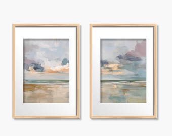 Conjunto de impresiones oceánicas en colores pastel: Arte costero con olas de playa (descarga digital)_407