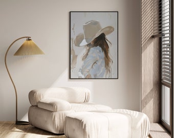 Coastal Cowgirl Wall Art, Neutral Western Wall Print, Country Aesthetic, American Country Art, Southern Poster, Cowboy Art, DIGITAL DOWNLOAD