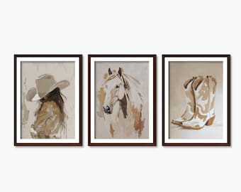 Coastal Cowgirl Art Prints: Western Boot, Horse, Hat (Digital Download)_459