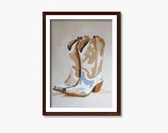 Coastal Cowgirl Boots Art Print: Neutral Western Decor (Digital Download)_211