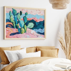 Colorful Desert Cactus Wall Art, Landscape Art, Desert Landscape, Southern Home Art, Western Decor, Colorful Poster, DIGITAL DOWNLOAD