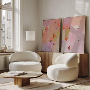 Set of 2 Abstract Prints, Pink Wall Art, Minimalist Abstract Art, Colorful Wall Art, Pastel Abstract Wall Art, DIGITAL DOWNLOAD