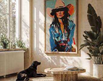Cowgirl Wall Art, Neutral Western Wall Print, Country Aesthetic, American Country Art, Southern Poster, Cowboy Wall Art, DIGITAL DOWNLOAD