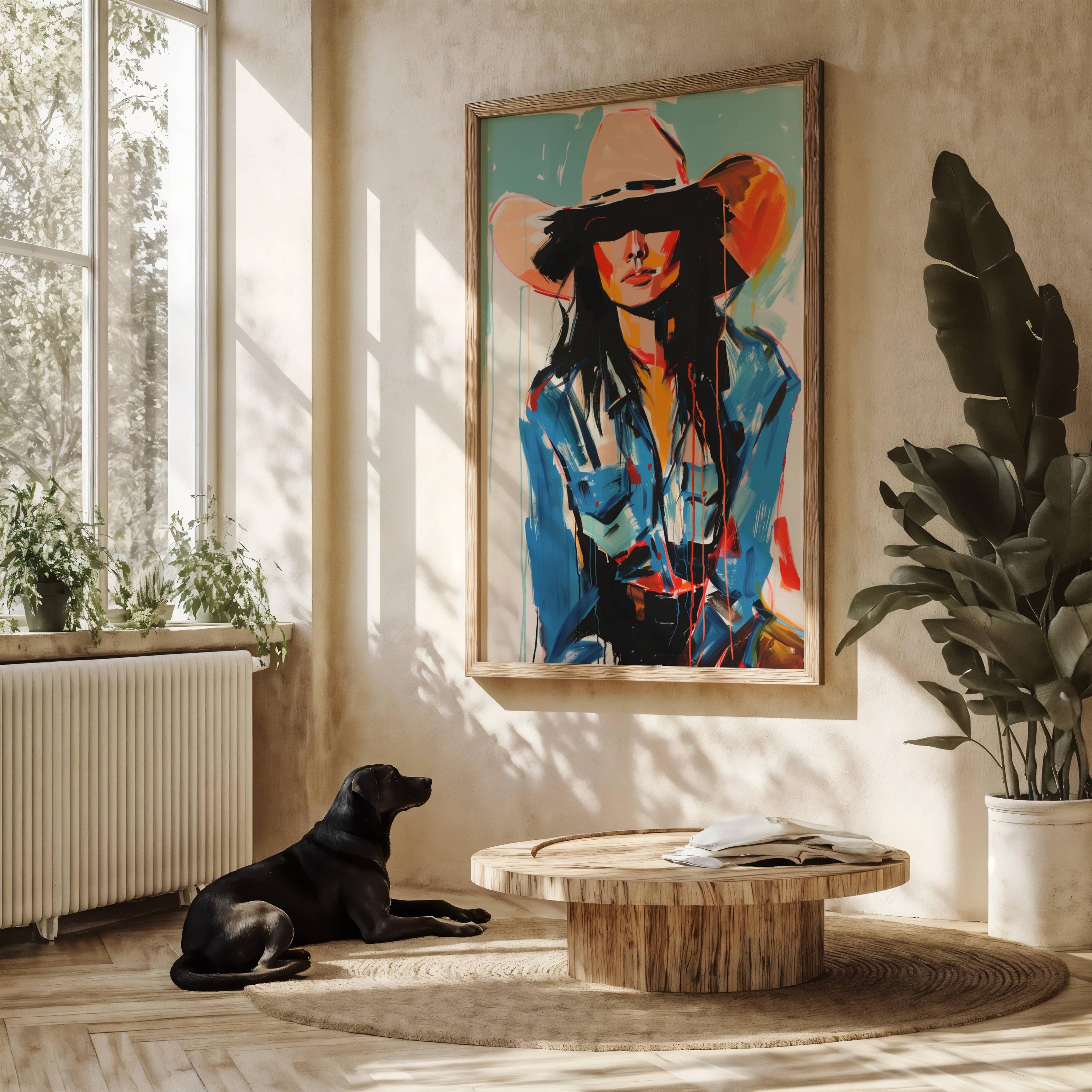 Cowgirl Art Print: Neutral Western Decor (Digital Download)