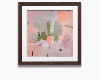 Pink Sage Abstract Painting Print, Bold Colorblock Modern Wall Art_304sq