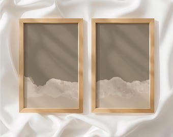 Taupe Warm Gray Mountain Set of 2 Prints, Minimalist Decor, Diptych Wall Art, Unframed Wall Art for Living Room, Made to Order_871a