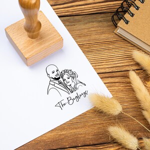 Niestandardowy stempel ślubny, stempel na twarz, twarze par ślubnych na stemplu, zaproszenie ślubne, karta ślubna, stempel z obrazkiem, stempel na upominek, prezent ślubny