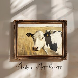 Cows Wall Art Print, Oil Painting Printable Digital Download Farm Animals Lover Print  wall art housewarming gift Farmer poster drawing