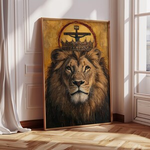 Christian wall art digital print Religious artwork home bible art print poster decor religion gift God downloadable art Jesus and Lion