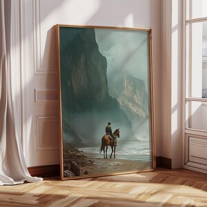 Cowboy Horse Oil Painting Wall Art Print Digital Download, Landscape Digital art Print, Horse Lover Print poster gift idea home decor