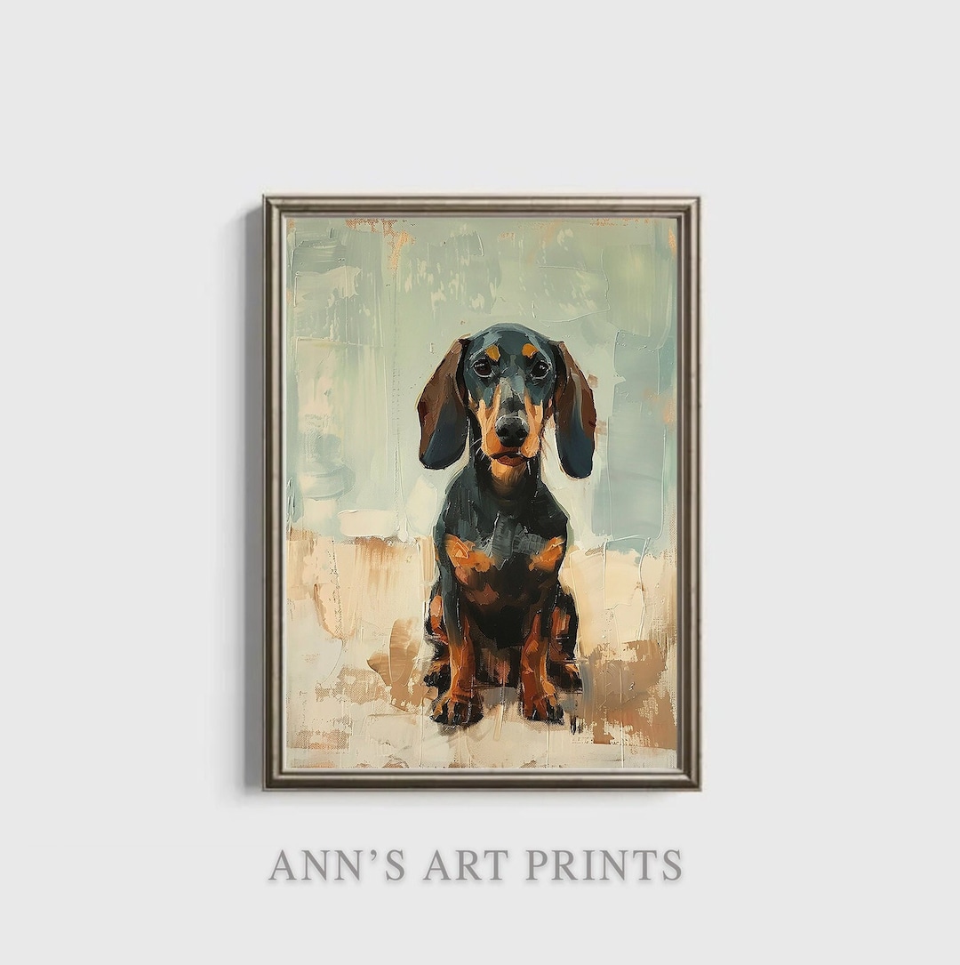 Dog Oil Painting Sausage Dog Digital Wall Art Portrait Dachshund Pet dog-oil-painting-sausage-dog-digital-wall-art-portrait-dachshund-pet