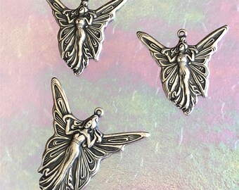 Fairy Jewelry Set Supply, Beautiful Silver Ox, Larger Fairy Pendant, 2 Earring size, just Add Findings