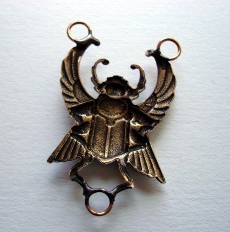 Scarab Brass Beetle, 3 Ring, Great Connector, Soldered Rings, Custom Jewelry Finding image 3