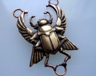 Scarab Brass Beetle, 3 Ring, Great Connector, Soldered Rings, Custom Jewelry Finding