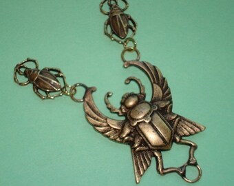 BEETLE RAMA Connectors, Custom Pendant With Small Beetle Connectors, Just Add A Chain, USA Metals, Brass Ox