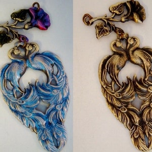 Custom and Unique, Iridescent Peacock Or Brass Ox Pendant, USA Handmade, Gorgeous Huge Of Light Violet Iridescent,