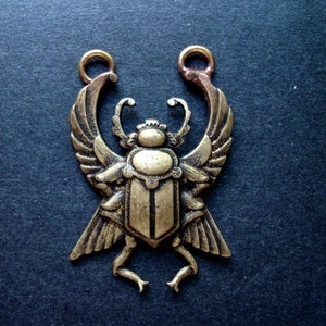 Jewelry Supplies, Necklace Connector, Jitter Bug BEETLE PENDANT, 2 Way Connector, Great SteamPunk Supply image 1