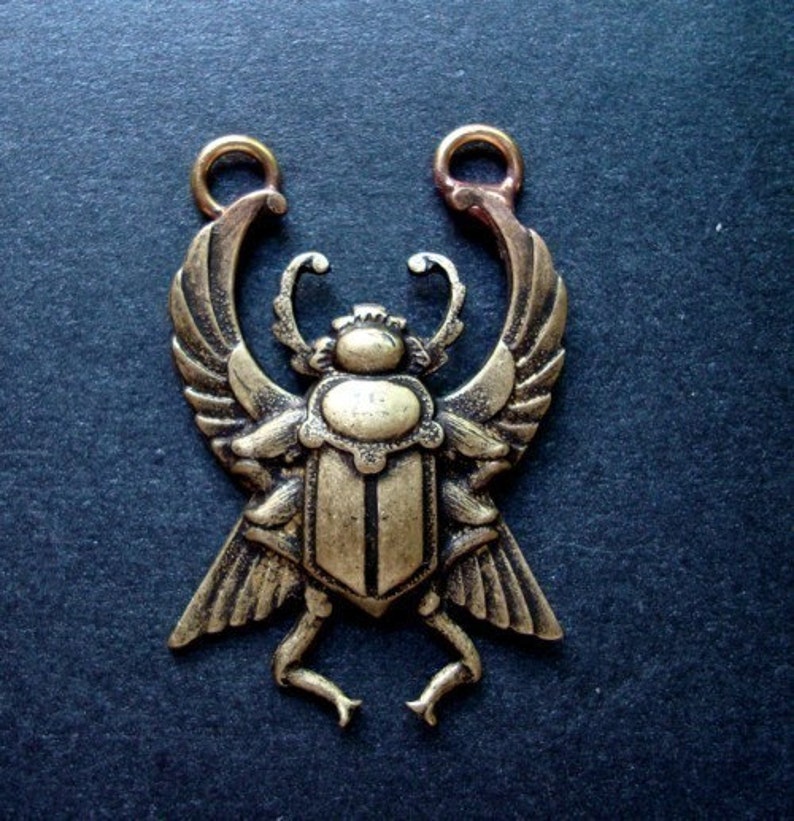 Jewelry Supplies, Necklace Connector, Jitter Bug BEETLE PENDANT, 2 Way Connector, Great SteamPunk Supply image 1