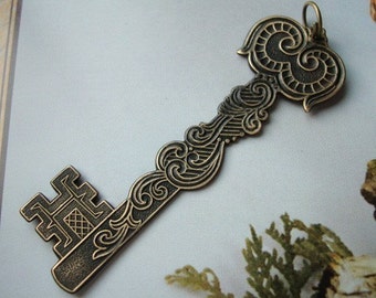 Decorative Skeleton Key, Brass ox Pendant, Drilled Or Not Drilled, Great Victorian Detailings