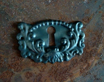 Key Hole, Gothic Dark Escutcheon, Great For Jewelry Supply or Embellishments, USA Brass,