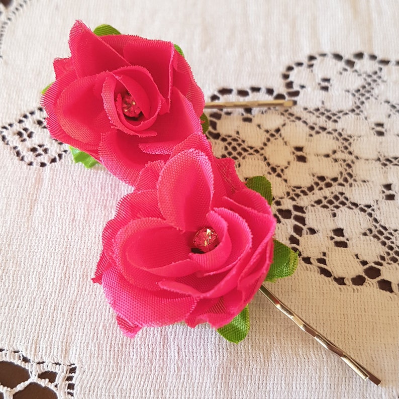 Bridesmaid Hair Flowers PIN UP Set of 2 Small Blush /& Fuschia Pink Vintage Rose Flower Bobby Pins Wedding Hair Flowers Flower Hair Pins