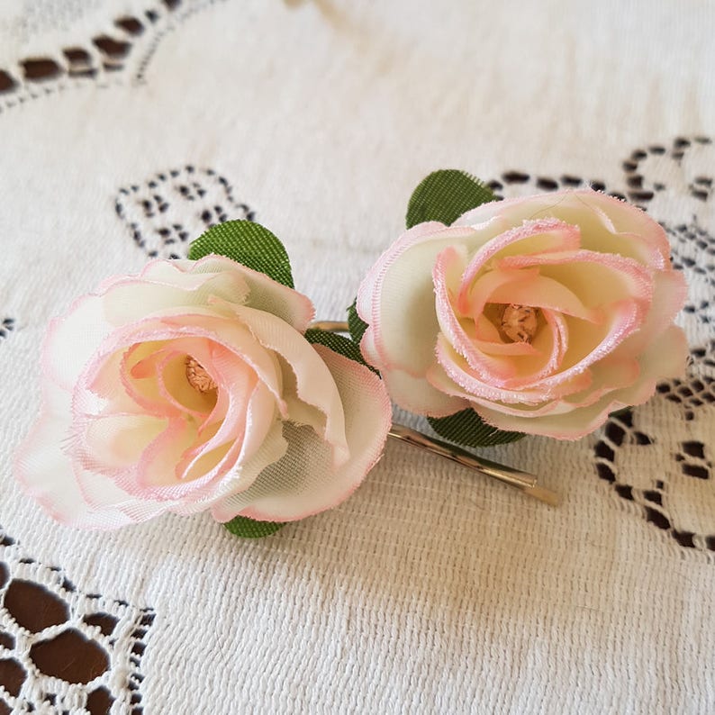 Bridesmaid Hair Flowers PIN UP Set of 2 Small Blush /& Fuschia Pink Vintage Rose Flower Bobby Pins Wedding Hair Flowers Flower Hair Pins
