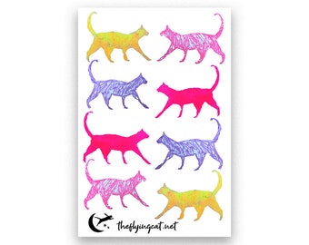 Walking Cats Sticker Sheet