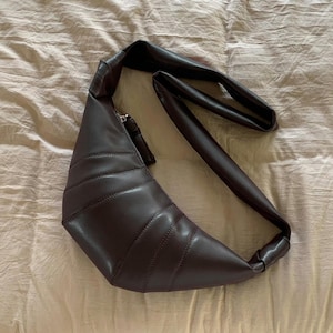 Sheepskin Croissant Bag, Minimalist Shoulder Bag, Genuine Leather Crossbody Bags