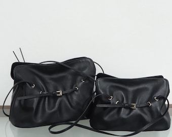 Minimal Tote Bag,Genuine Leather Handbag,Design Cloud Shoulder Bag