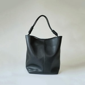 Large Leather Totes,Genuine Leather Shoulder Bag,Minimal Bucket Bag
