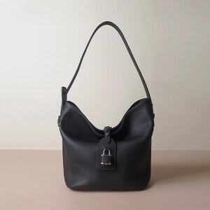 Bucket Tote Bag aus Leder, Frauen lederne Umhängetasche, Rindslederhandtasche