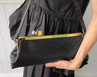 Elegante Abendtasche, Ledertasche mit Henkel und kleiner Henkeltasche