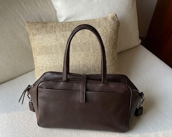 Minimal Handbag,Genuine Leather Top Handle Bag,Design Shoulder Bag