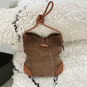 Suede Tote Bag,Genuine Leather Shoulder Bag,Minimal Design Totes