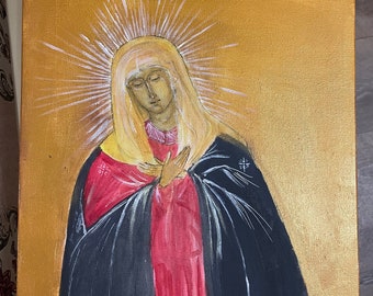 Peinture sur toile de la Vierge Marie