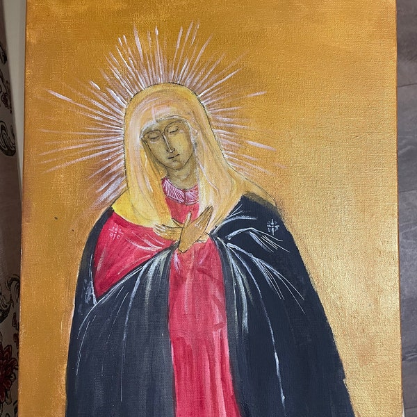Peinture sur toile de la Vierge Marie