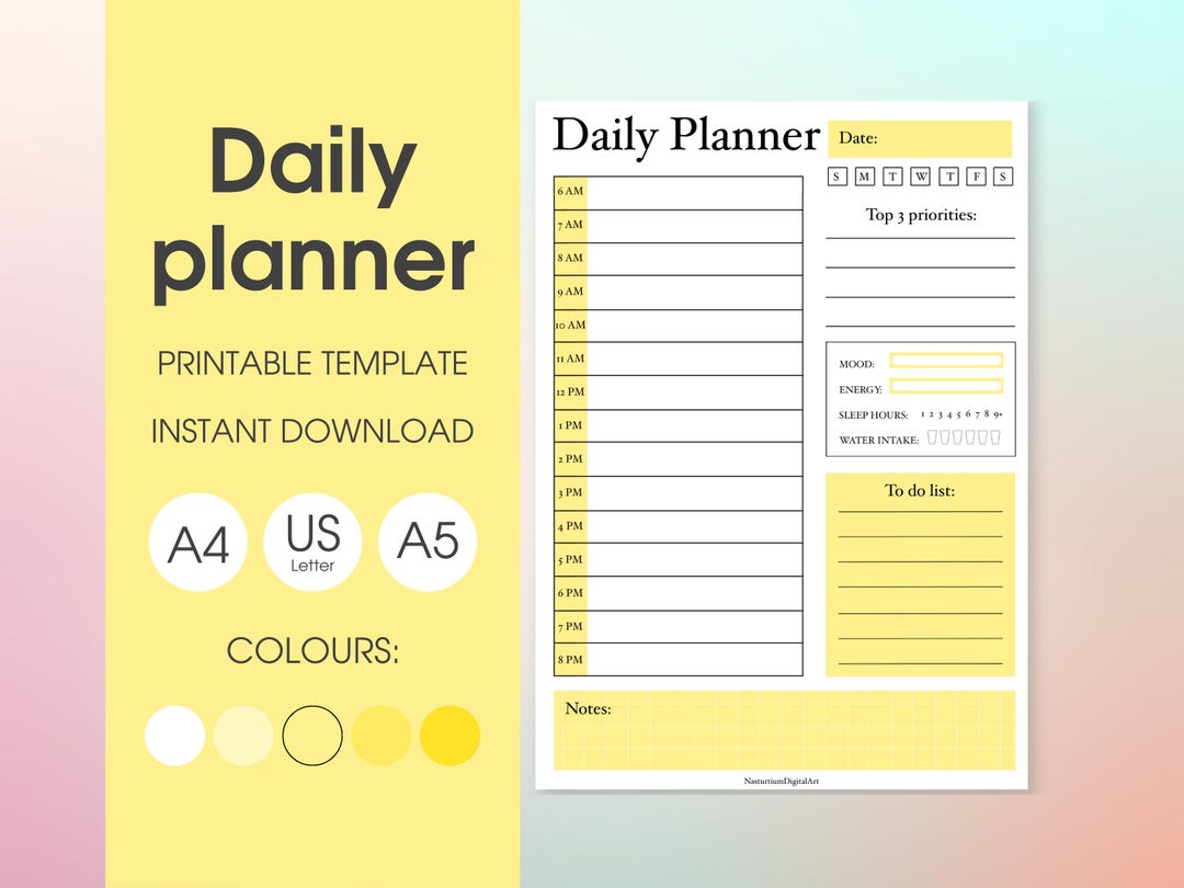 Printable Daily to Do List, Printable Schedule Page, Minimalistic Daily