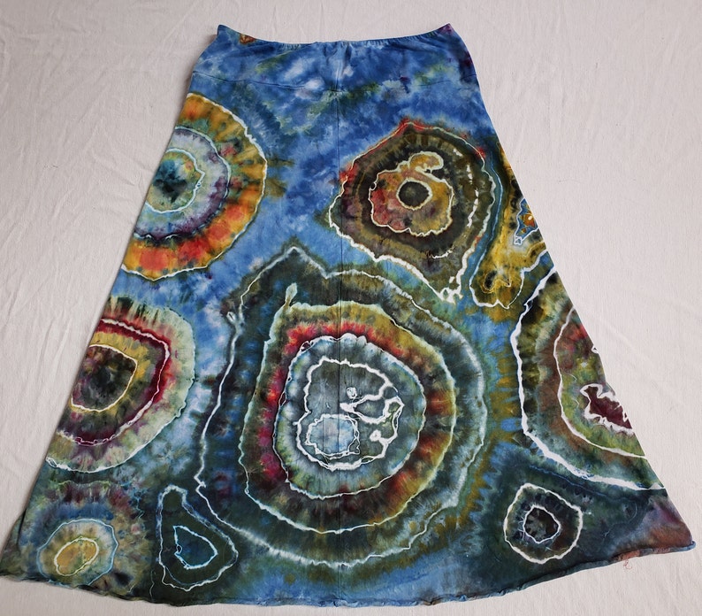 Very generous waist Small hand dyed geode asymmetrical lightweight jersey skirt