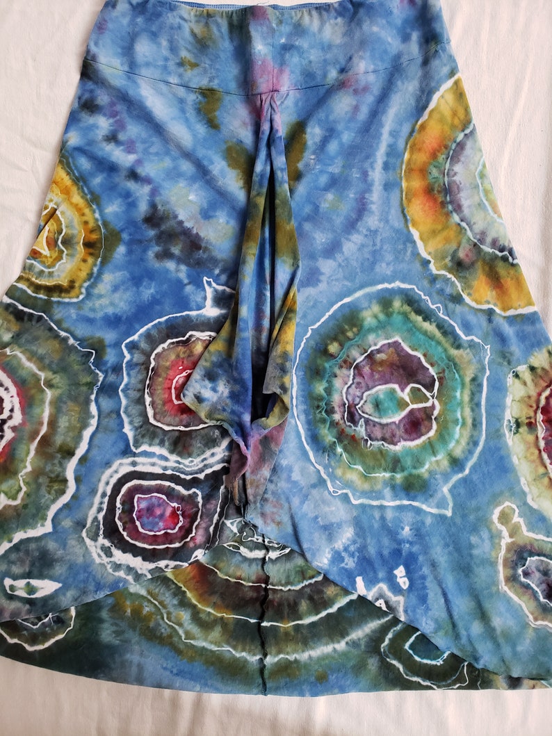 Very generous waist Small hand dyed geode asymmetrical lightweight jersey skirt