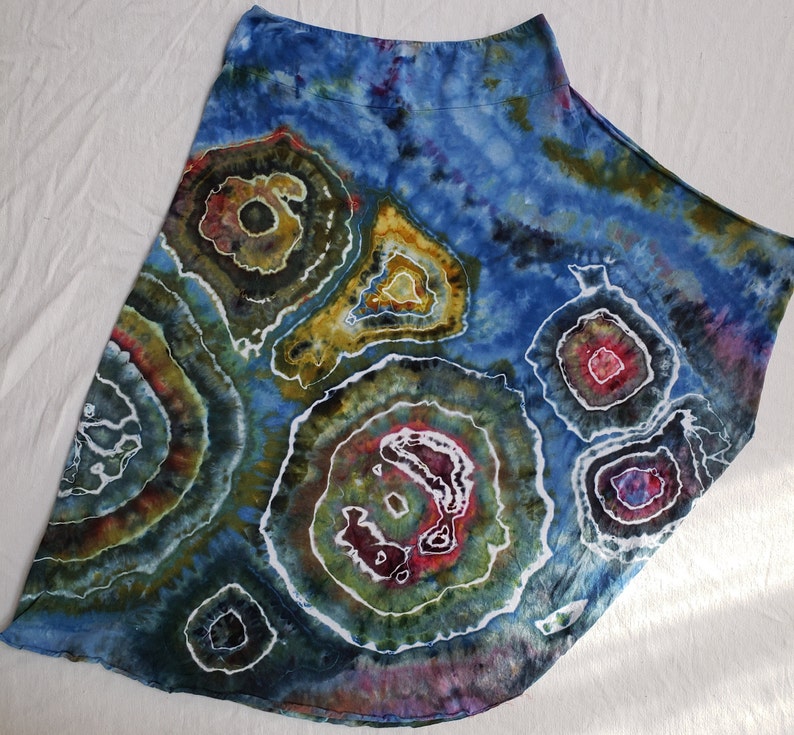 Very generous waist Small hand dyed geode asymmetrical lightweight jersey skirt