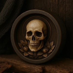 Hand-Painted Skull Lotus Ear Plugs: Gothic Gauges