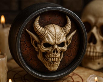 PREORDINA Tappi per le orecchie con teschio di demone dipinto a mano – Gothic Gauges