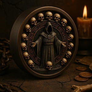 Dark Ritual Ear Tunnels: Hand-Painted Occult Figure Gauges