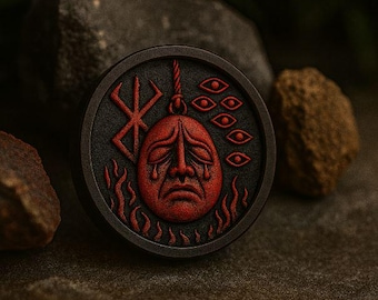 Cursed Mask – Ear Tunnels – Occult Horror Jewelry – Hand-Painted Plugs
