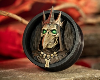 Bone King – Skull Crown — Ear Tunnels: Hand-Painted Plugs