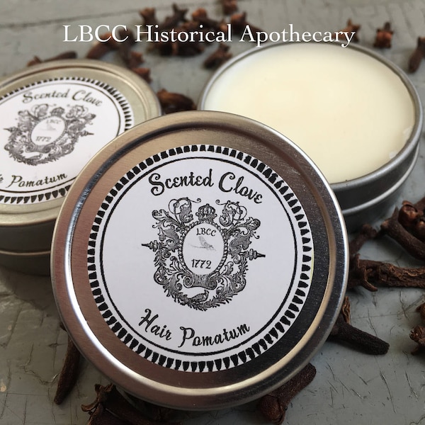 18th Century Clove Pomatum ~ Hair Pomade ~ Historical Label ~ Organic ~ Natural Hair Styling Wax ~ Historical Hairdressing Product