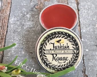 Vintage Makeup Historically Inspired 1740-1810 Solid Turkish Rouge Lip & Cheek Tint Cream Blush Vintage Lip Tint Natural Makeup