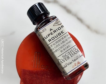 VEGAN Mandarin Red Liquid Rouge Natural Makeup Clean Skincare Victorian Makeup 1878 Rouge Blush, Red Orange Cheek Tint, Vintage