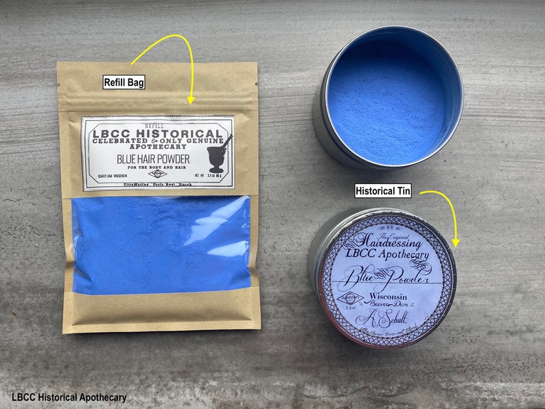 18th Century Blue Hair Powder Charles Fox Historical Apothecary Colored Dry Shampoo Natural Hair Dye Natural Hair Chalk NO Poo image 7